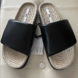 Zara Low Heel Quilted Jute Sandals